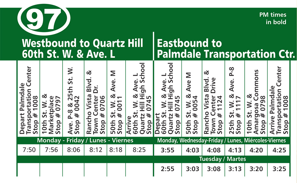 97 Special Schedule