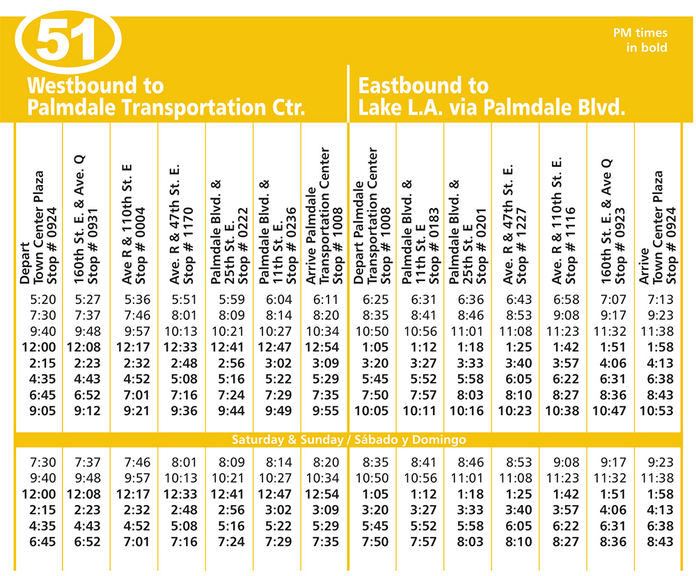 Route 51 Schedule