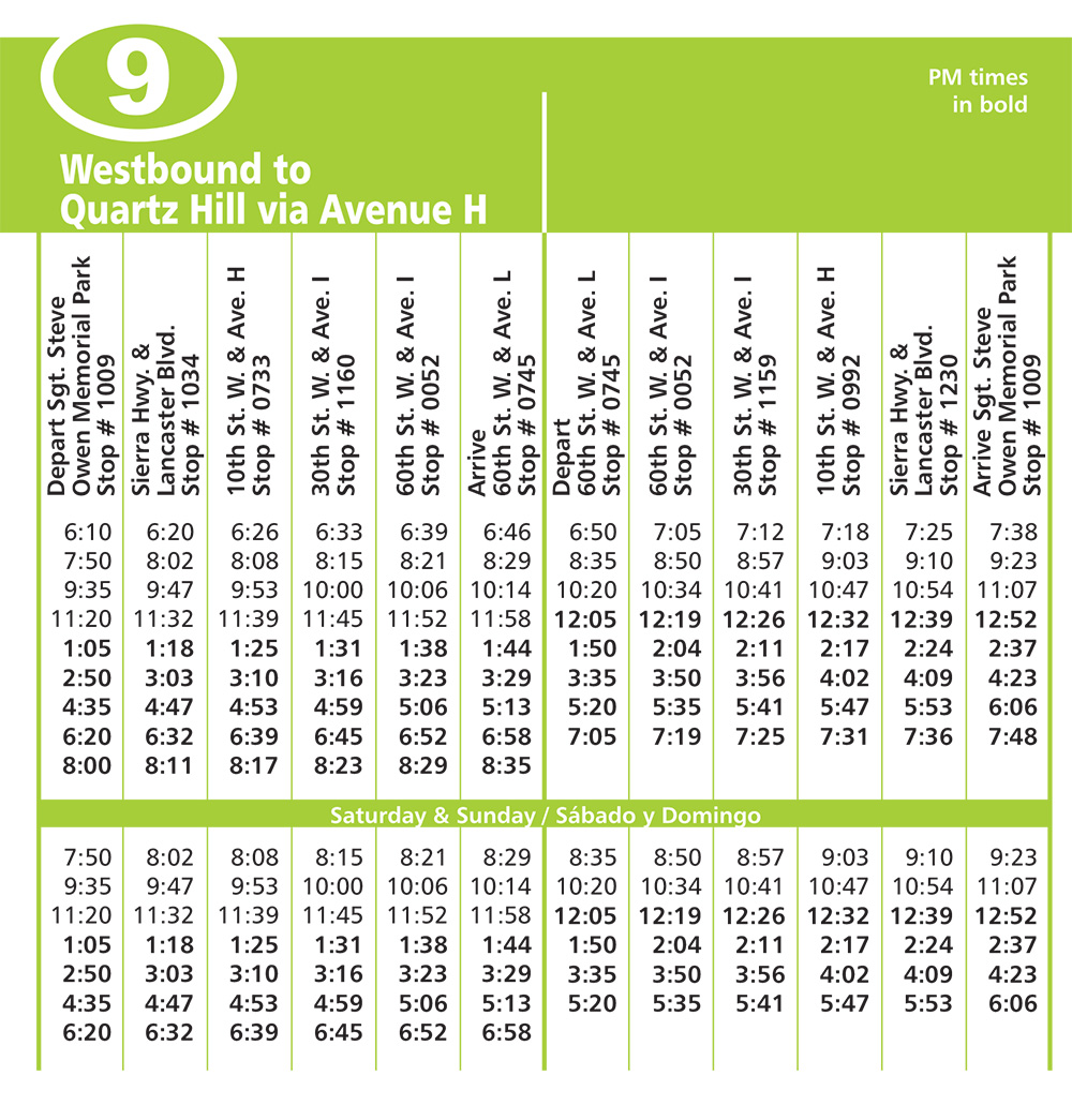 Route 9 Schedule