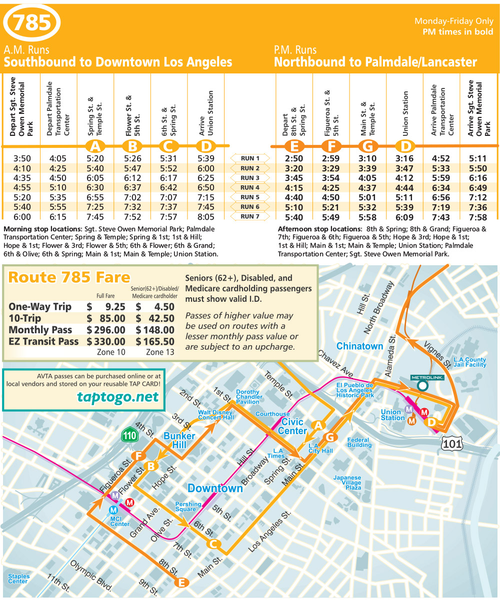Route 785 Map and Schedule