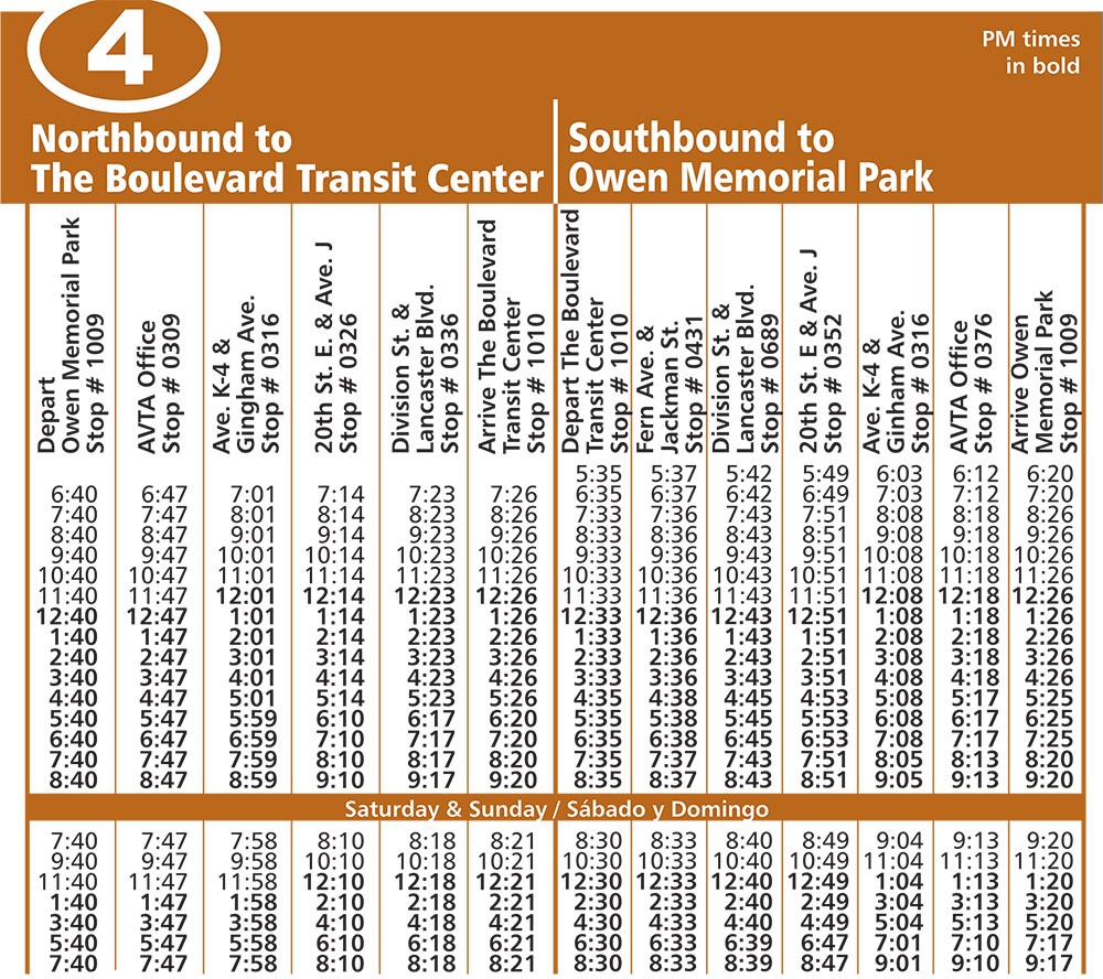 Route 4 Schedule